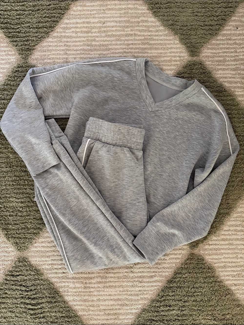 Cozy Grey V-Neck Sweater Set